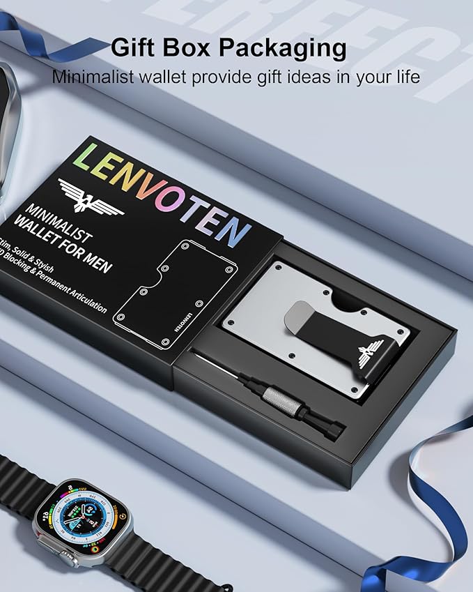 Minimalist Wallet for Men, Metal Wallet with Money Clip, Slim Compact Wallet, RFID Blocking Card Holder, Metal Aluminum Credit Card Holder, Holds up to 20 Cards