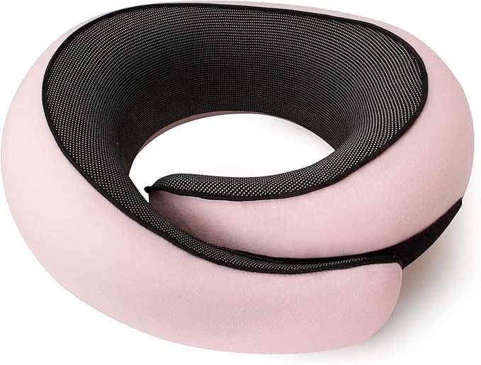 NOCRLG Travel Pillow, Travel Neck Pillow for Airplanes Car, 100% Pure Memory Foam Travel Pillow, Sleeping Essentials for Long Flight 360° Head Support Degree Comfort and Breathability Pink