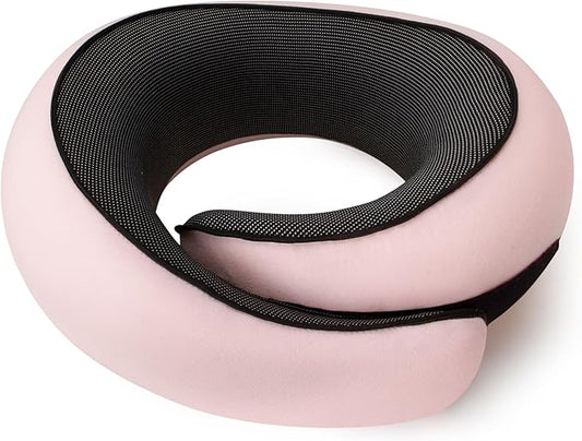 NOCRLG Travel Pillow, Travel Neck Pillow for Airplanes Car, 100% Pure Memory Foam Travel Pillow, Sleeping Essentials for Long Flight 360° Head Support Degree Comfort and Breathability Pink
