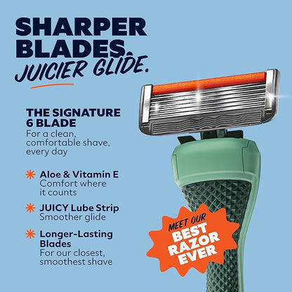 Dollar Shave Club | Travel Shave Set | 4 Extra Close Refill Cartridges, 1 Handle (Green), 1 Razor Cover