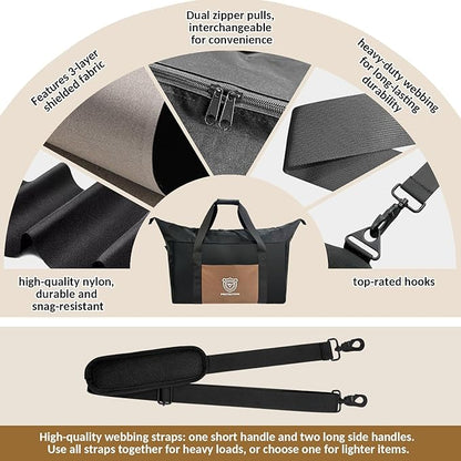 Faraday Duffel Bag - Large EMF Bag EMP Protection, RF Shielding & Signal Blocking for Data Privacy, Anti-Tracking Executive Security Faraday Duffle Bag for Electronics with 2 Detachable Faraday bags