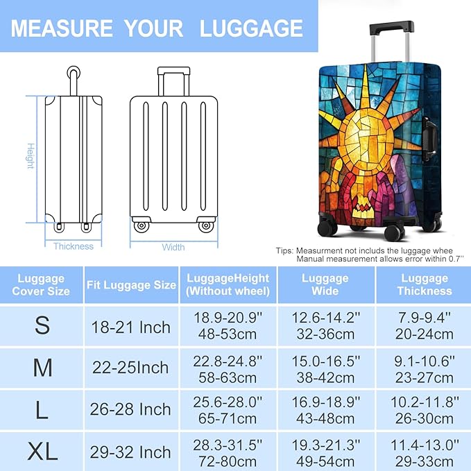 Luggage Cover Washable Suitcase Protector Anti-scratch Suitcase cover Fits 20-34 Inch Luggage (Sun, L(28-30inch suitcase))