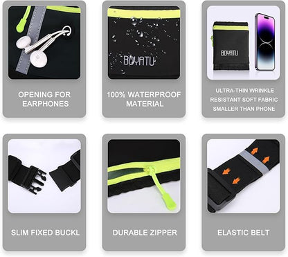 Running Belt Waist Fanny Pack: Slim Phone Holder Workout Pouch for Walking JoggingBlack