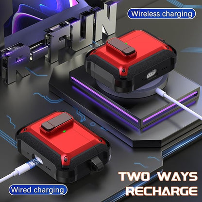 R-fun for AirPods Pro 3 Case (2025) Cover with Cleaning Kit, Military-Grade Heavy-Duty Drop-Resistant with Auto Pop-Up Lid for AirPods Pro 3rd Generation 2025 USB-C Charging Case, Red