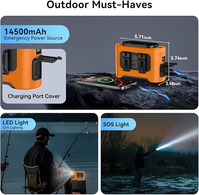 AMACOOL 14500mAh Portable Waist Fan, Strong Wind Power for Full Body Cooling Shirt Fan, 5 Speed Wearable Belt Clip on Fans, Battery Operated Personal Neck Fan for Outdoor Work Camping Travel