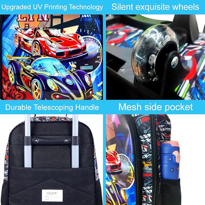 UFNDC Kids Suitcase for Boys, Suspension Bridge Racing Luggage with Wheels，Travel Carry on for Children Toddler Elementary