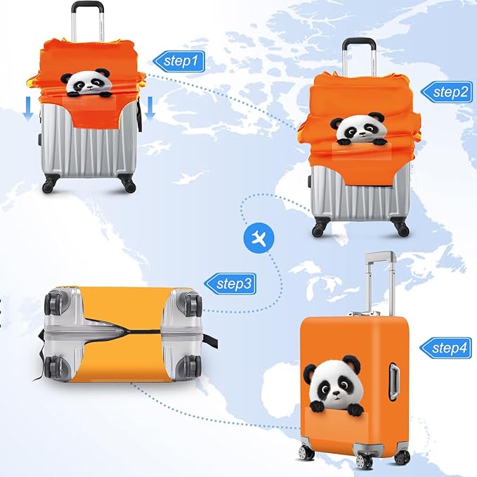 ANNA QUEEN Funny Cut panda Travel Luggage Cover Suitcase Protector Suitcase Cover Anti-Scratch,Stretchable Fit for 18-32Inch Luggage,Travel Bag Cover Washable M(fits 22-25Inch suitcase)