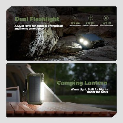 BLAVOR Solar Power Bank 20000mAh Built-in Cables, Wireless Charger for Apple Watch, 20W Fast Charging Battery Pack with USB C, Flashlight, Solar Charger for iPhone, iPad, iWatch, Samsung