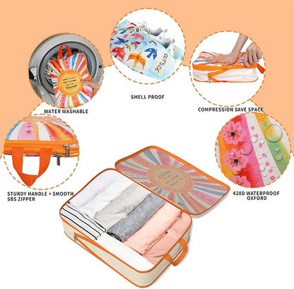 Wpnchsdc Compression Packing Cubes for Travel, 8 Set Natural Life Luggage Organizers, Waterproof Expandable/Compression Bags Bohemia Travel Packing Cubes with Clear Toiletry Bag and Shoe Bag
