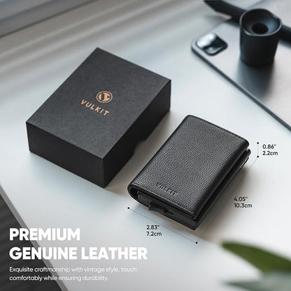 VULKIT Pop up Wallet Minimalist Cash Wallets RFID Blocking Leather Smart Credit Card Holder with Magnetic Closure for Men