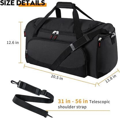 Gym Bag for Men - 55L Black Durable Large Duffle Bag for Travel, Workout, Fitness & Sport