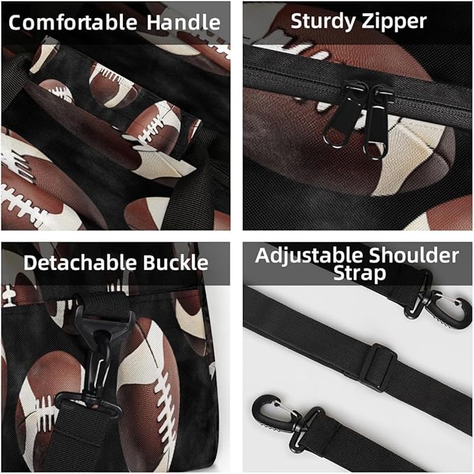 Kids Duffle Bag Girls Boys Footballs Rugby Ball Sports Weekender Overnight Bag,Lightweight Duffel Bags for Traveling Gym Sport Dance