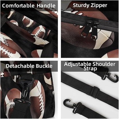 Kids Duffle Bag Girls Boys Footballs Rugby Ball Sports Weekender Overnight Bag,Lightweight Duffel Bags for Traveling Gym Sport Dance