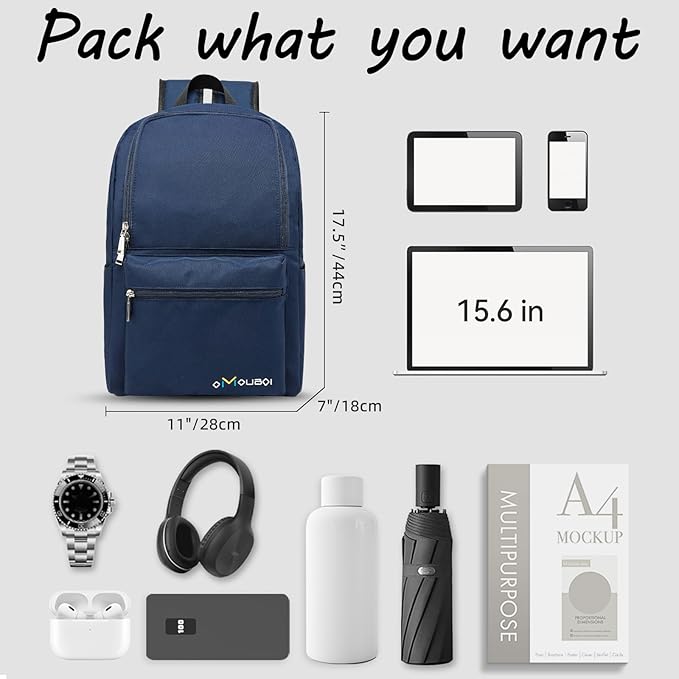 OMOUBOI Casual Daypacks Superbreak Backpack 14 inch Laptop Backpack for Women & Men Fits Tourism Business (Darkblue)