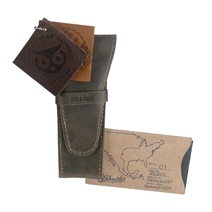 Hide & Drink, Leather Safety Razor Case, Shaving Accessories, Personal Care Essentials, Handmade Includes 101 Year Warranty (Dark Jade)