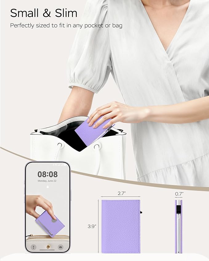 Women's Small Wallet - Sleek & Secure - RFID Blocking Compact Wallet with Slim Lightweight Pop Up Credit Card Holder, Premium Leather Capacity 11+ Cards Plus Cash & ID, Gift for Her