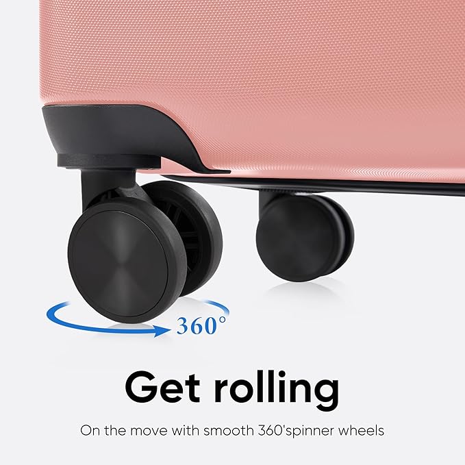 OLIXIS 24 Inch Luggage, Hardside Suitcase with Spinner Wheels, Lightweight ABS Hard Shell Checked Luggage, TSA Approved Lock, Expandable Medium Suitcase for Travel & Business–Pink