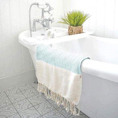 Bazaar Anatolia Turkish Beach Towel 100% Cotton Bath Towels 71x39 Quick Dry Sand Free Lightweight Large Oversized Herringbone Teal Mint