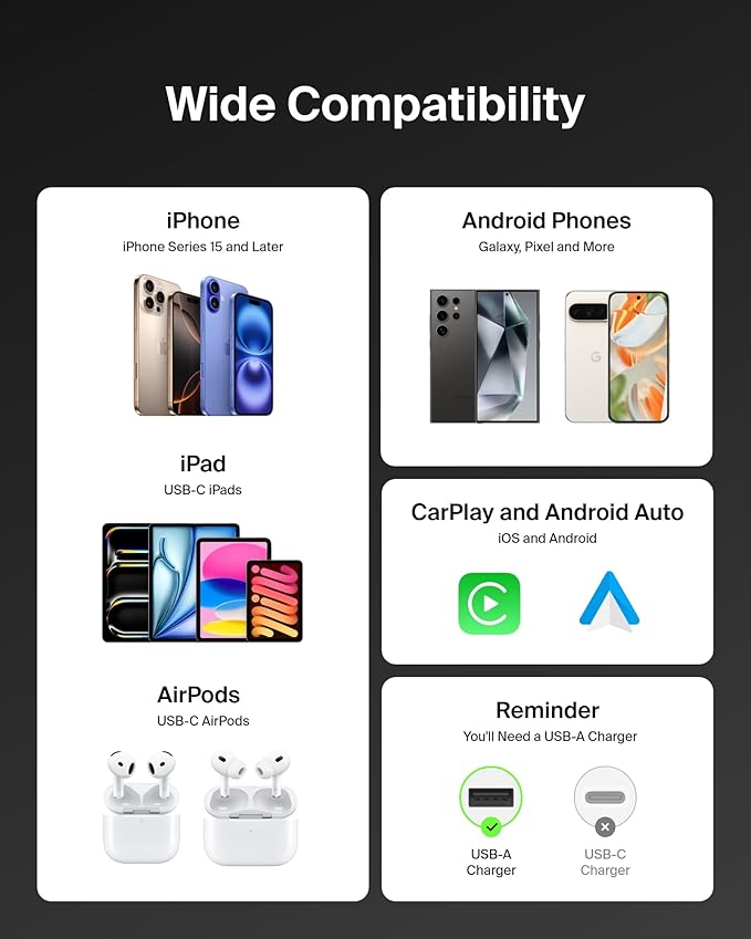 Belkin BoostCharge Pro Flex Braided USB-C to USB-A Cable (1M/3.3FT) USB-IF Certified Fast Charging Cable for iPhone 17, iPhone 17 Pro, iPad, Galaxy S25, Note, Pixel, Nintendo Switch 2 & More - Black