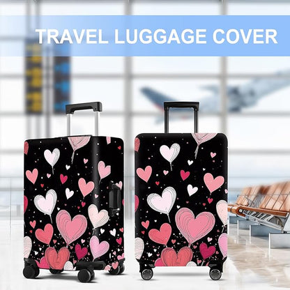 Luggage Cover Washable Suitcase Protector Anti-Scratch,Stretchable Fit for 20-34Inch Luggage Durable Travel Bag Cover with Zipper Closure (Heart-2, L(fits 28-30Inch suitcase))