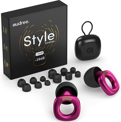 Audree Style Ear Plugs for Noise Reduction, Reusable High Fidelity Earplugs for Concerts, Musicians, Motorcycles, Study, Parent, Party, Flights & Sensitivity, 18-29dB Cancelling, Purple