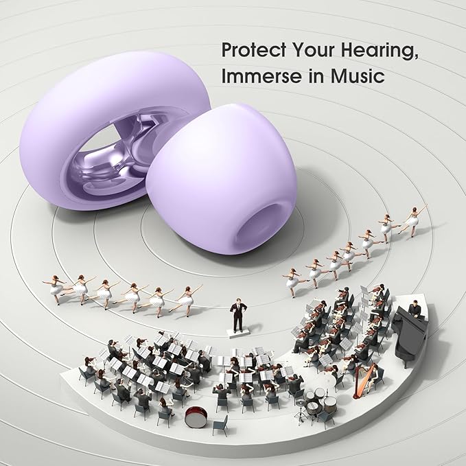 Ear Plugs for Sleeping, Reusable Silicone Noise Cancelling Ear Plugs, 45dB Soft Hearing Protection Sleeping Earplugs with 8 Tips for Concerts, Work, Shooting and Travel (Violet)