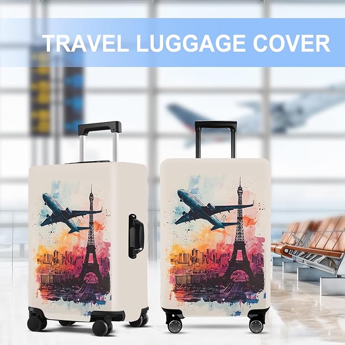 Luggage Cover Washable Suitcase Protector Anti-scratch Suitcase cover Fits 20-34 Inch Luggage (Tower-2, L(28-30inch suitcase))