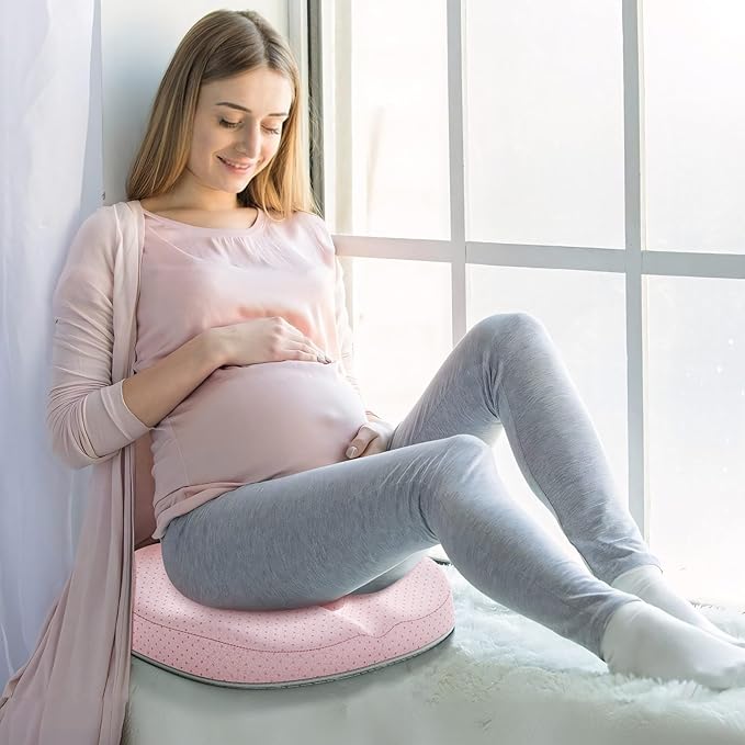 Benazcap Donut Pillow Seat Cushion - Ergonomic Memory Foam for Tailbone & Sciatica Pain Relief, Ideal for Hemorrhoids, Pregnancy, and Postpartum Comfort - Pink