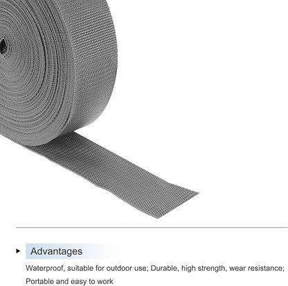 MECCANIXITY Lightweight Polypropylene Webbing Strap 2" 25 Yard Backpack Strapping Band Grey for Outdoor Luggage Cargo Straps