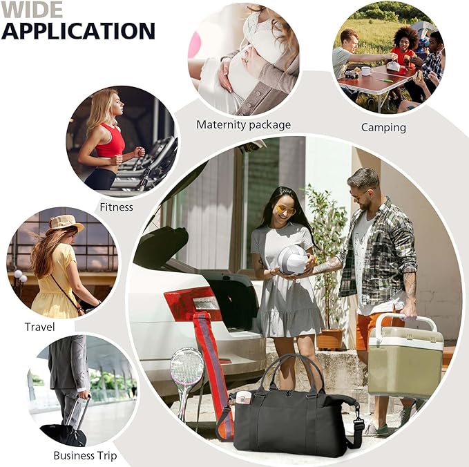 Travel Duffle Bag, Waterproof Weekender Bag Carry On Tote Bags for Women, Travel Essentials Sport Gym Bag for Men, Hospital Bag for Labor and Delivery, Overnight Bag Luggage Bag with Trolley Sleeve