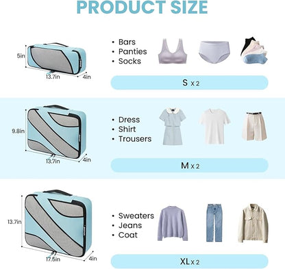 BAGAIL 6 Set Packing Cubes,Travel Luggage Packing Organizers