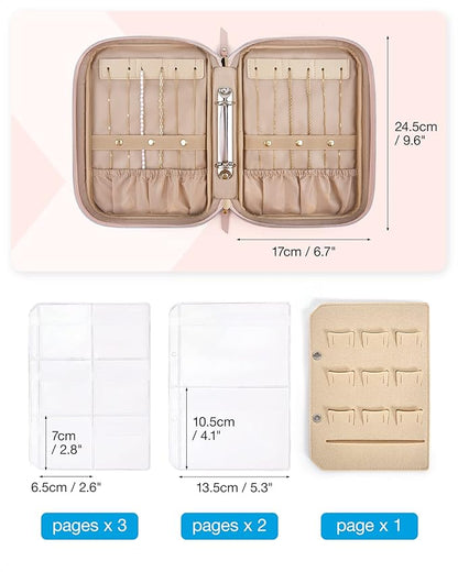 BAGSMART Large Jewelry Travel Organizer Case for Home Jewelry Organizer Storage Ring Binder Jewelry Bags Clear Jewelry Rolls Zipper Pouch Bag for Necklaces, Earrings, Rings, Bracelets, Pink