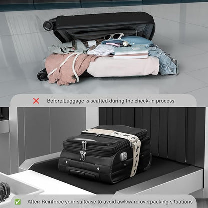 Luggage Straps for Suitcases, Adjustable Luggage Elastic Belt, Travel Essentials for Airport, Station, Vibrant Designs, Black Cat