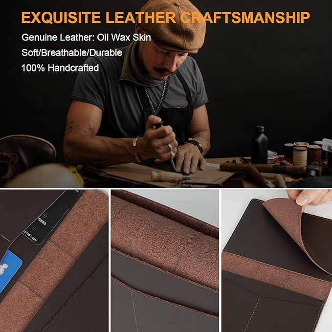 Genuine Leather Passport Holder for Travel Passport Covers with AirTag Slot Passport Wallets for Men Women Family Travel Christmas Gifts, Mens Womens Passport Holder, Beige