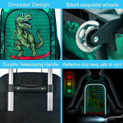 AGSDON 5 Piece Kids Luggage Set for Boys, Cute Rolling Wheels Suitcase for Toddler, Children Travel Carry on Suitcase-Dinosaur