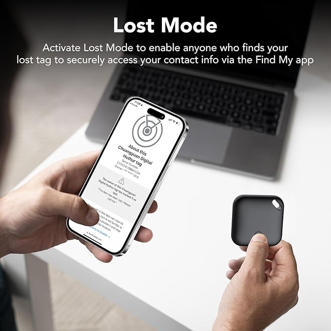 Air Tracker Tags-4 Pack, Smart Bluetooth Tracker Tag, Item Finder Works with Apple Find My (iOS Only) App, Keys Finder and Item Locator for Luggage, Backpack, Suitcases, Replaceable Battery