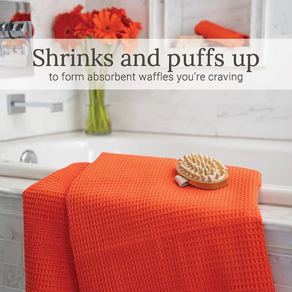 GILDEN TREE Waffle Bath Sheet Large Bath Towels Quick Dry Thin Body Towels, 40x80 Oversized Bath Towels for Adults, 2 Pack Bath Sheet Set, Classic Style (Bright Coral)