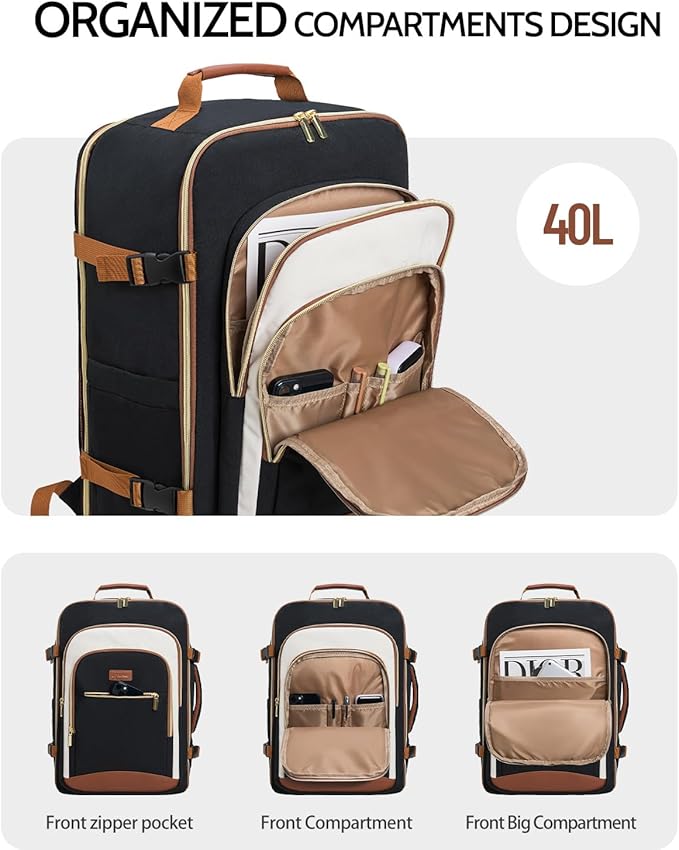 40L Travel Backpack for Women, Carry On Bag Flight Approved, Waterproof Backpacks with 3 Packing Cubes, Weekender Personal Item Backpack for Airplane Travel Essentials, TSA Approved