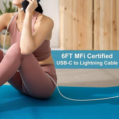 iPhone Fast Charger,[MFi Certified]2Packs 20W Dual Port PD/QC3.0 USB C Wall Charger with 6FT USB C to Lightning Cable Data Sync Cord For Apple iPhone 14 13 12 11 Pro Max X Xr Xs Max 8Plus, AirPods Pro