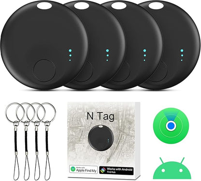 Tracker Tag for Android or iOS, Tracker Tags-4 Pack Smart Tag, Dual System Both iOS and Android Tracker Tags, Apple Find My or Google Find Hub App, Keys Finder Item Locator for Wallets, Suitcases
