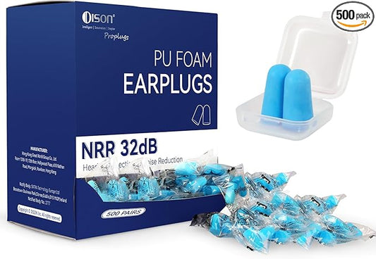 500Pairs Foam Earplugs, 32dB Disposable Noise Reduction Ear Plugs, Hearing Protection Bulk Ear Plugs for Shooting Range, Work, Travel,Concert
