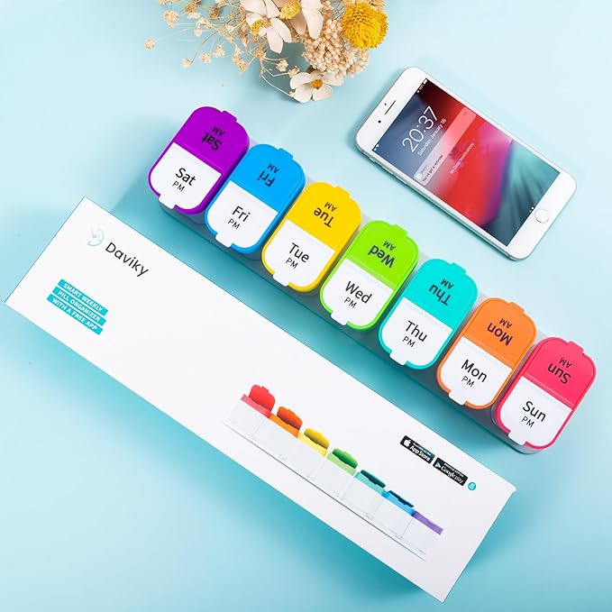 Daviky Extra Large Pill Organizer 7 Day, XL Weekly Pill Box 2 Times a Day, AM PM Medicine Pill Organizer for Supplement, Big Daily Pill Case with Large Container to Hold Vitamins and Medications