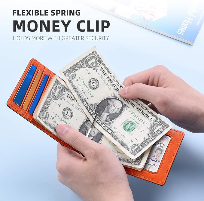 Zitahli Wallet for Men-6 Slots ID Window-Mens Wallets-Slim Wallet Classic Spring Money Clip RFID Blocking-Gift for Men