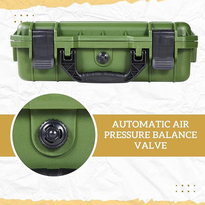 1 Pcs 11.3 x 8.7 x 4.2 Inch Waterproof Hard Case with DIY Customizable Foam Insert Portable Protective Case with Knife for Camera Drones Equipments Tools Test Instruments (Green)