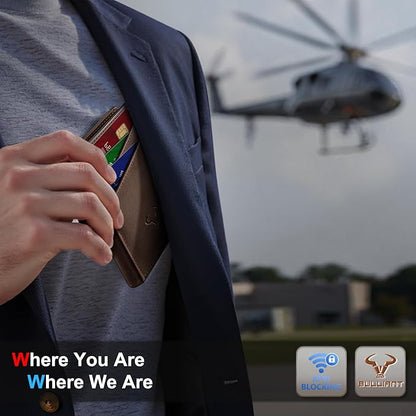 BULLIANT Men Wallet,Top Grain Leather Slim Wallet Magnetic Closure Simplifed Bill Folder RFID Blocking 11Cards