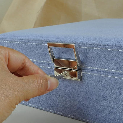 Jewelry Boxes 10 x 10 Inches 2-layer Handle Necklace Holder Organizer Jewellery Women Rings Storage Display Girls Earrings Case Lockable Jewelry Tray GY641 (Lavender)