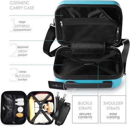 20 Inch Carry On Luggage 22x14x9 Airline Approved, Carry On Suitcase with Wheels, Hard-shell Carry-on Luggage, Durable Luggage Carry-On, Teal Small Suitcase with Cosmetic Case