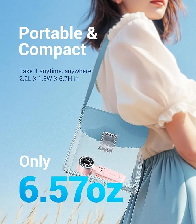 Diveblues Portable Handheld Turbo Fan, 5 Gear Wind, Battery Operated, Up to 12 Working Hours, 3 IN 1 Hand Fan with Air Turbo Tech Cooling Fan for Outdoor Activities, Travel, Working