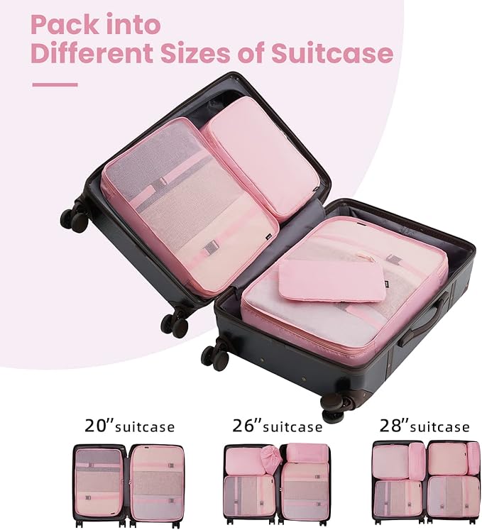 BAGAIL 6 Set/8 Set/10 Set Packing Cubes Various Sizes Packing Organizer for Travel Accessories Luggage Carry On Suitcase