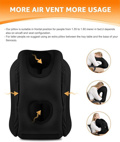 Sunany Travel Pillow, Inflatable Neck Pillow Used for Airplanes/Cars/Buses/Trains/Office Napping with Eye Mask/Earplugs (Balck)